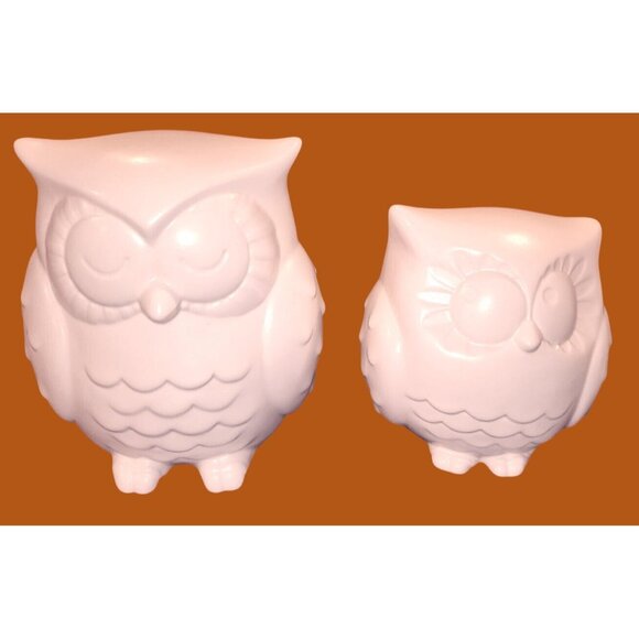 Hallmark Decorative Ceramic Owls Set Of 2 Off-White Figurines Home Decor Collect - Picture 1 of 6